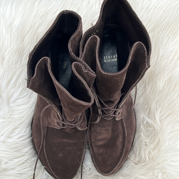 Stuart Weitzman Suede Brown Booties 8 - Picture 2 of 6